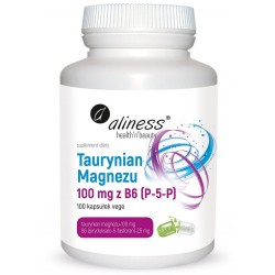 Taurynian Magnezu 100 mg z B6 (P-5-P) x 100 vege caps Aliness