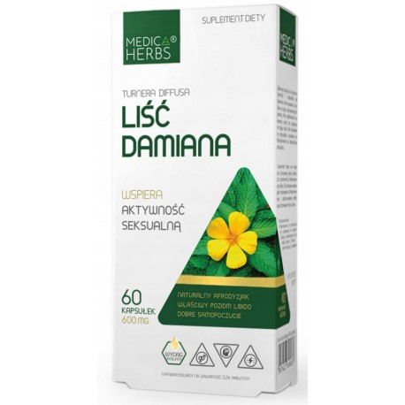 Liść Damiana 600mg x 60 kapsułek Medica Herbs