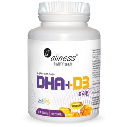 Omega DHA+D3 z alg 60 kapsułek Aliness