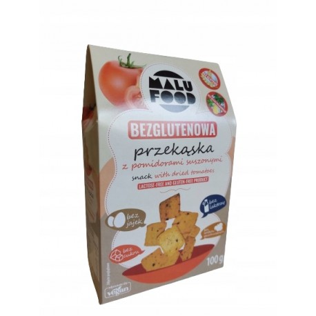 Bezglutenowa przekąska z suszonymi pomidorami 100g Malu food