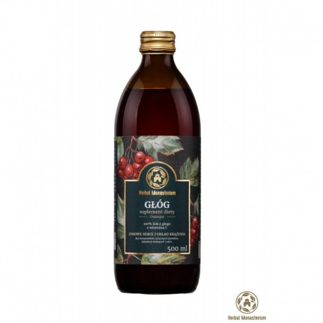 Głóg Sok 100% z witaminą C 500ml HERBAL MONASTERIUM