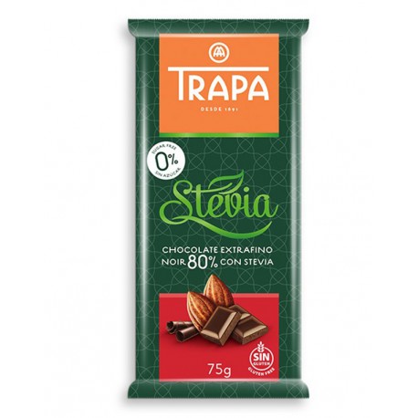 Czekolada Trapa Gorzka 80% kakao ze stewią Bez dodatku cukru Bezglutenowa 75g