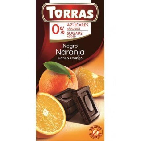 Czekolada gorzka z pomarańczą Bez cukru 75 G TORRAS